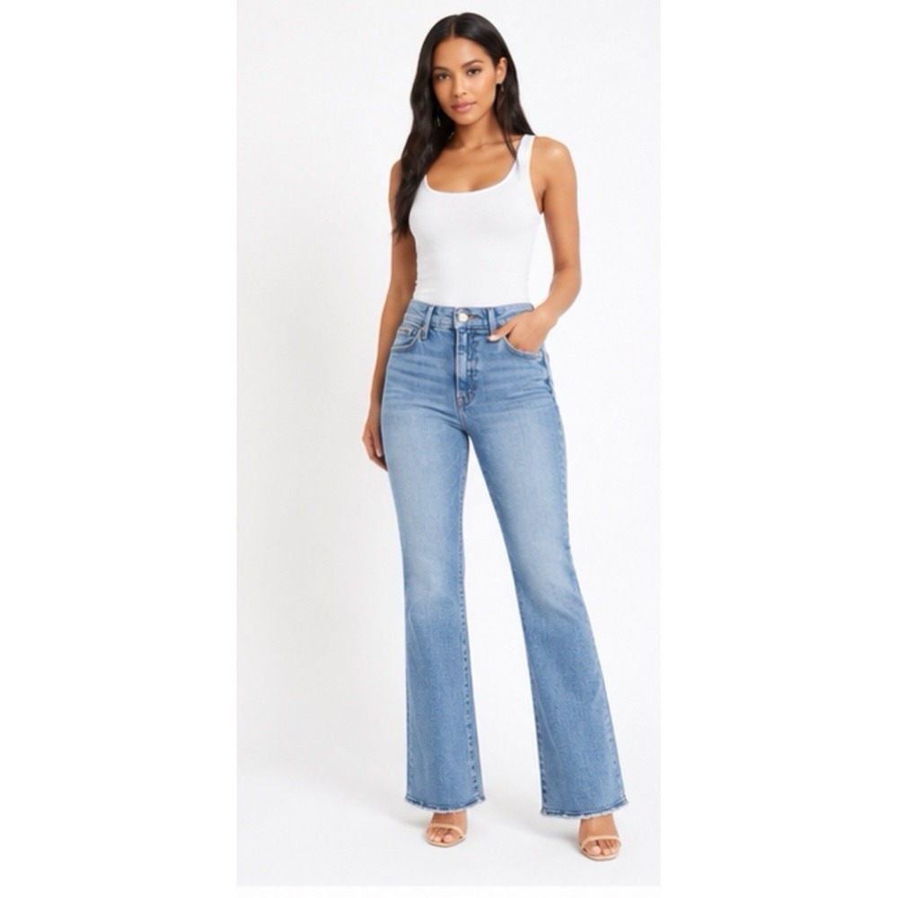 Good American Jeans Womens 6 28 Blue High Rise Split Hem 31 Inseam Straight